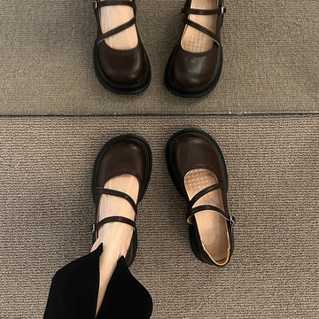 Xajzpa Slippers Women Summer Platform Shoes Pantofle Beige Heeled Sandals Soft Black Mary Janes Round Toe Retro Shoes Woman's Slip